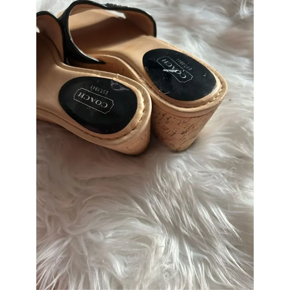 Coach Sandals Joan’s Size 6.5 Black And Tan - Picture 4 of 7